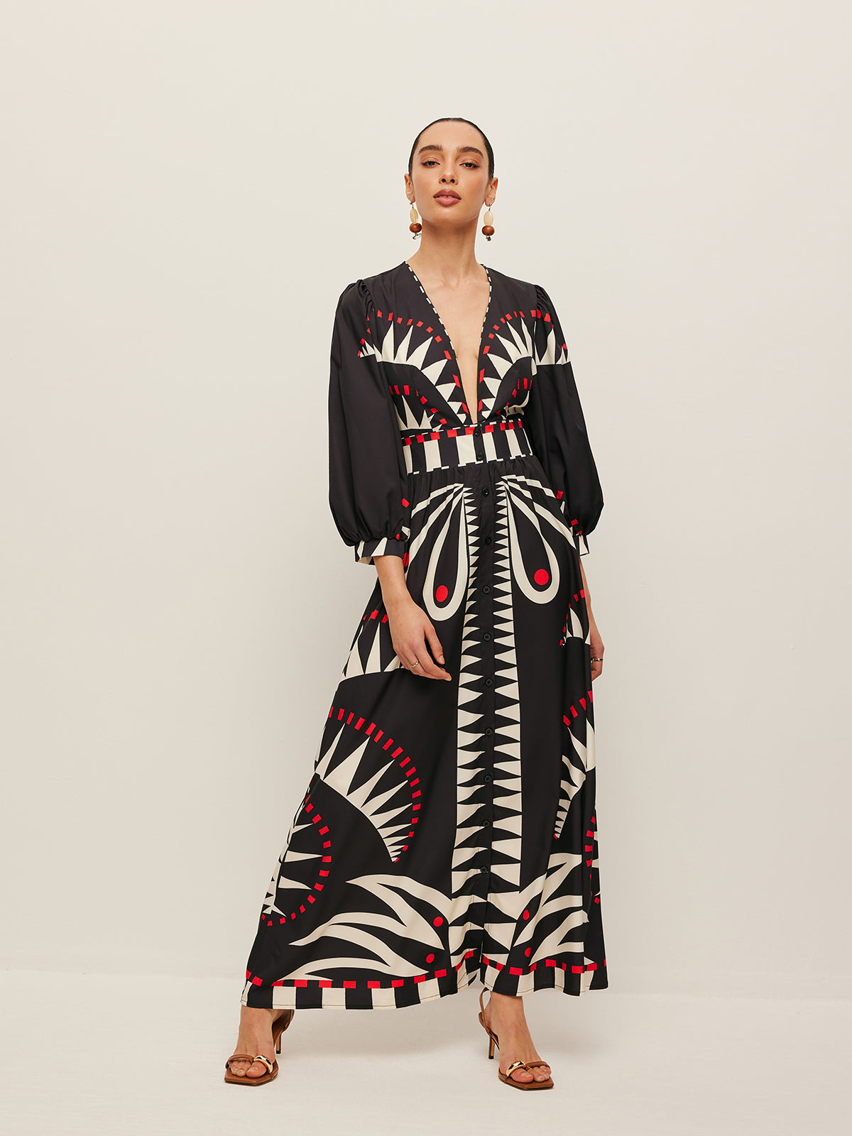 Boho Style V-Neck Dress with Split Design