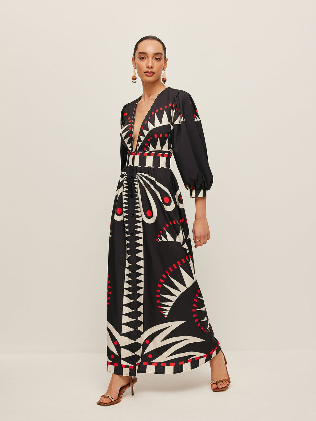 Boho Style V-Neck Dress with Split Design