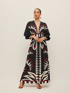 Boho Style V-Neck Dress with Split Design