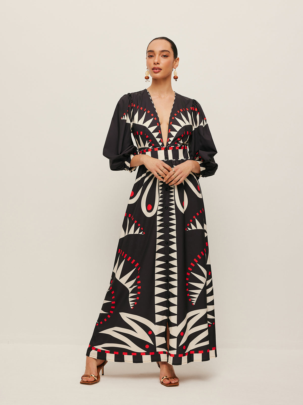 Boho Style V-Neck Dress with Split Design