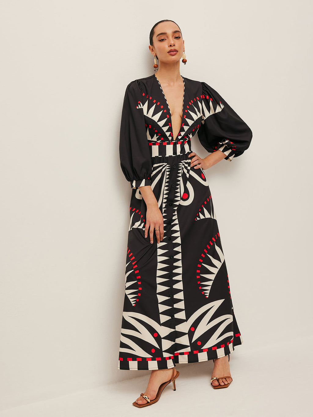 Boho Style V-Neck Dress with Split Design