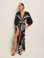 Boho Style V-Neck Dress with Split Design