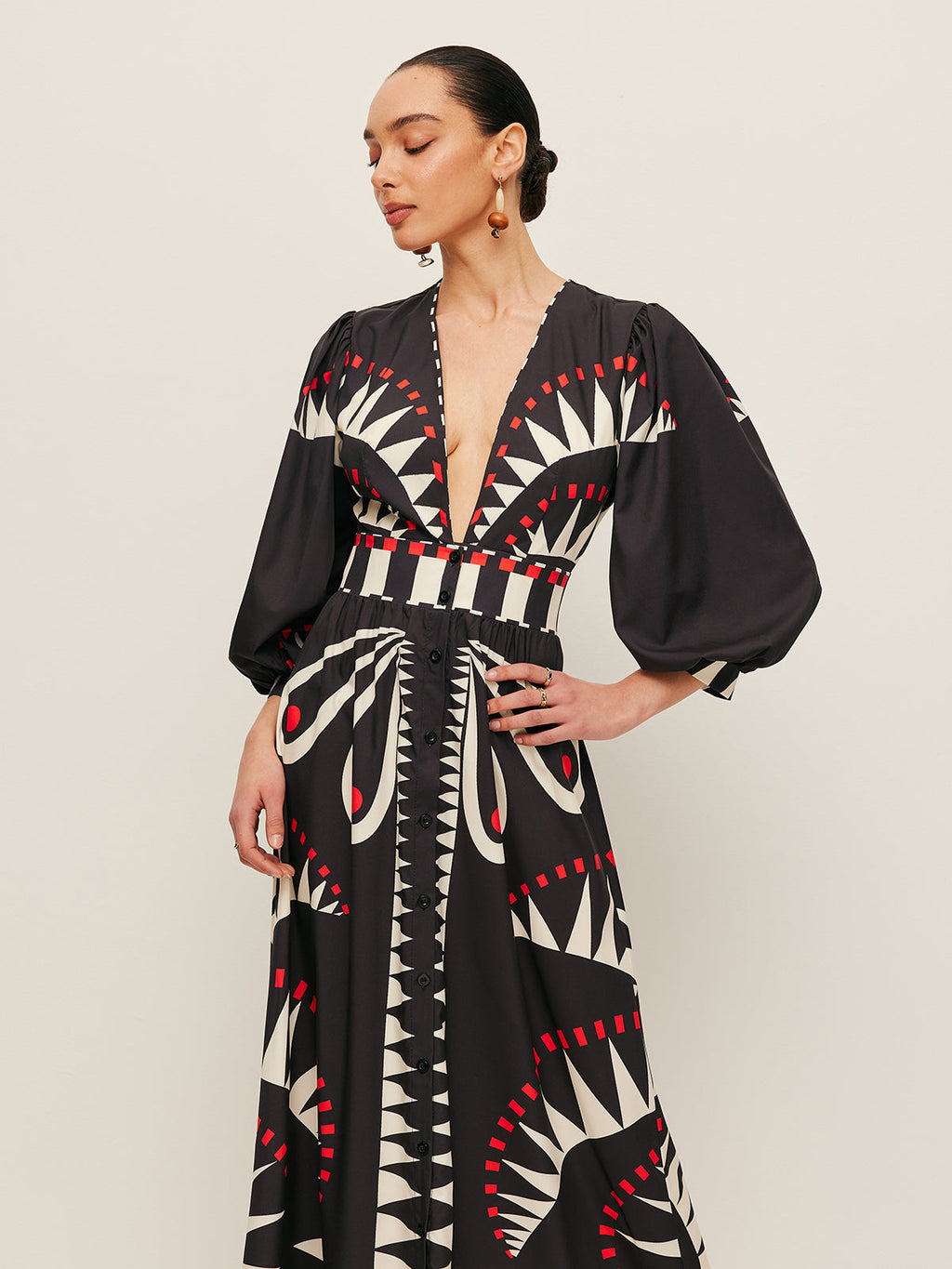 Boho Style V-Neck Dress with Split Design