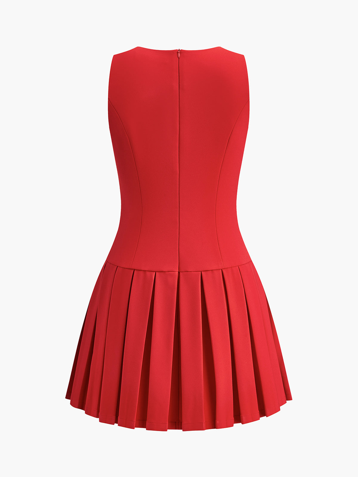 Pleated Tank Dress with Metal Button Accents