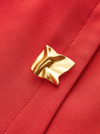 Pleated Tank Dress with Metallic Button Detail