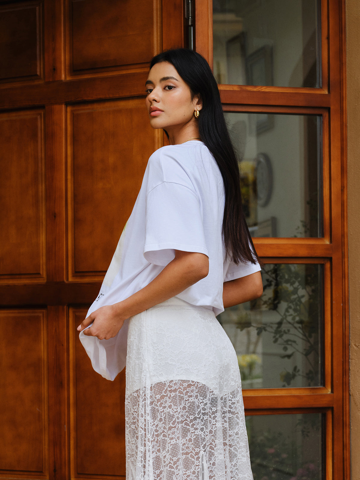 Cotton Print Tee in Oversized Style