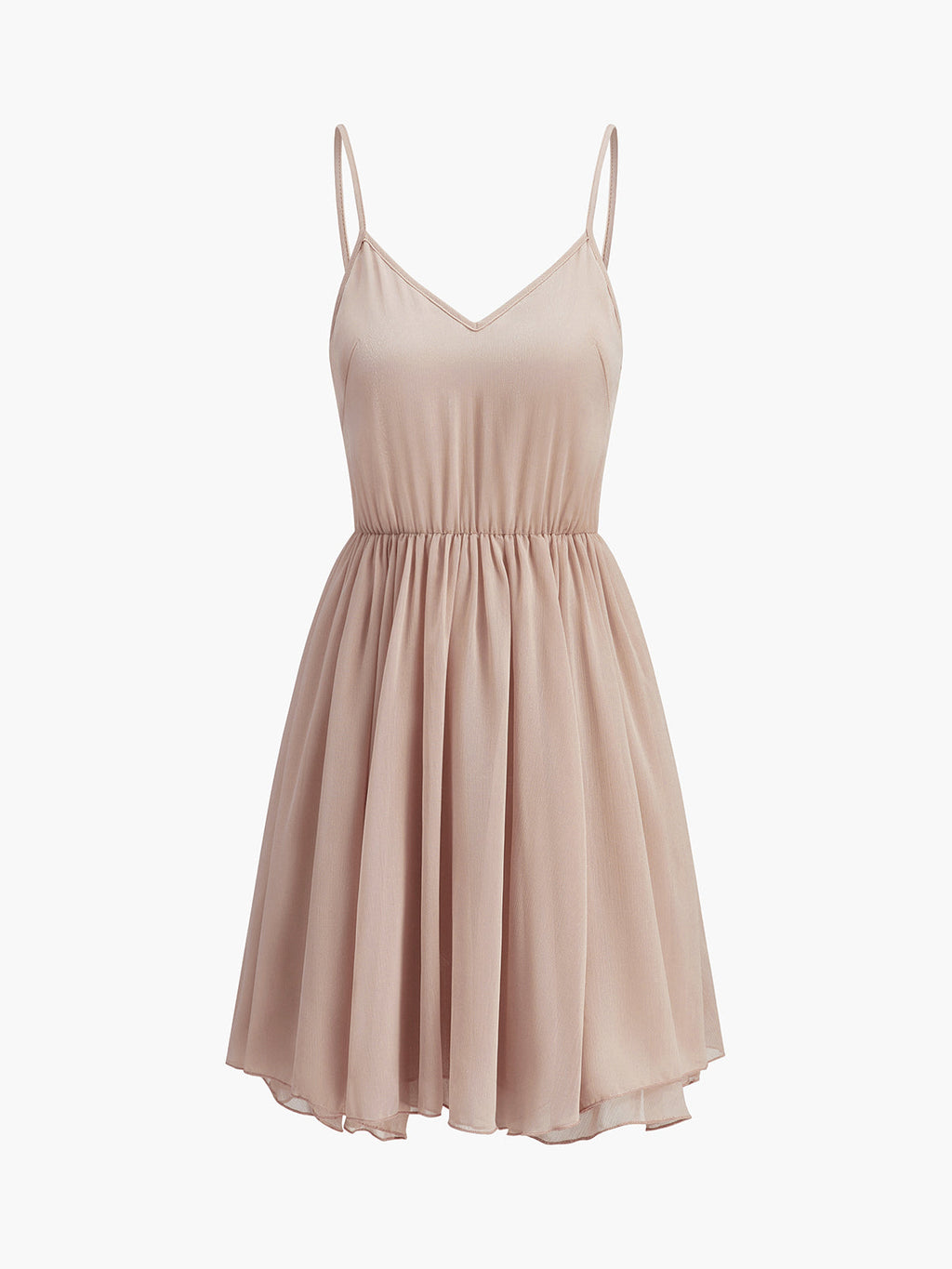Chiffon Dress with Ruffle Detail and Cape Overlay