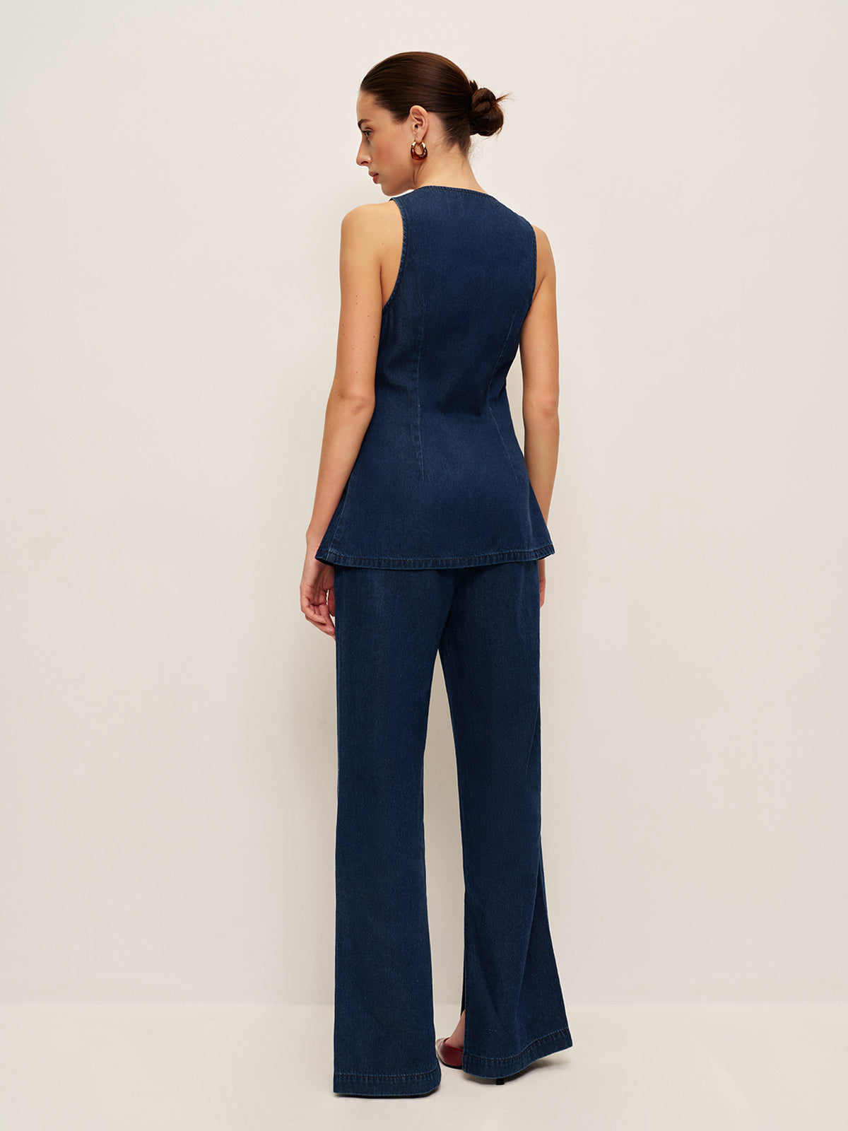 Traditional Denim Vest with Button Closure