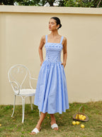 Checkerboard Lace-Up Corset Style Dress