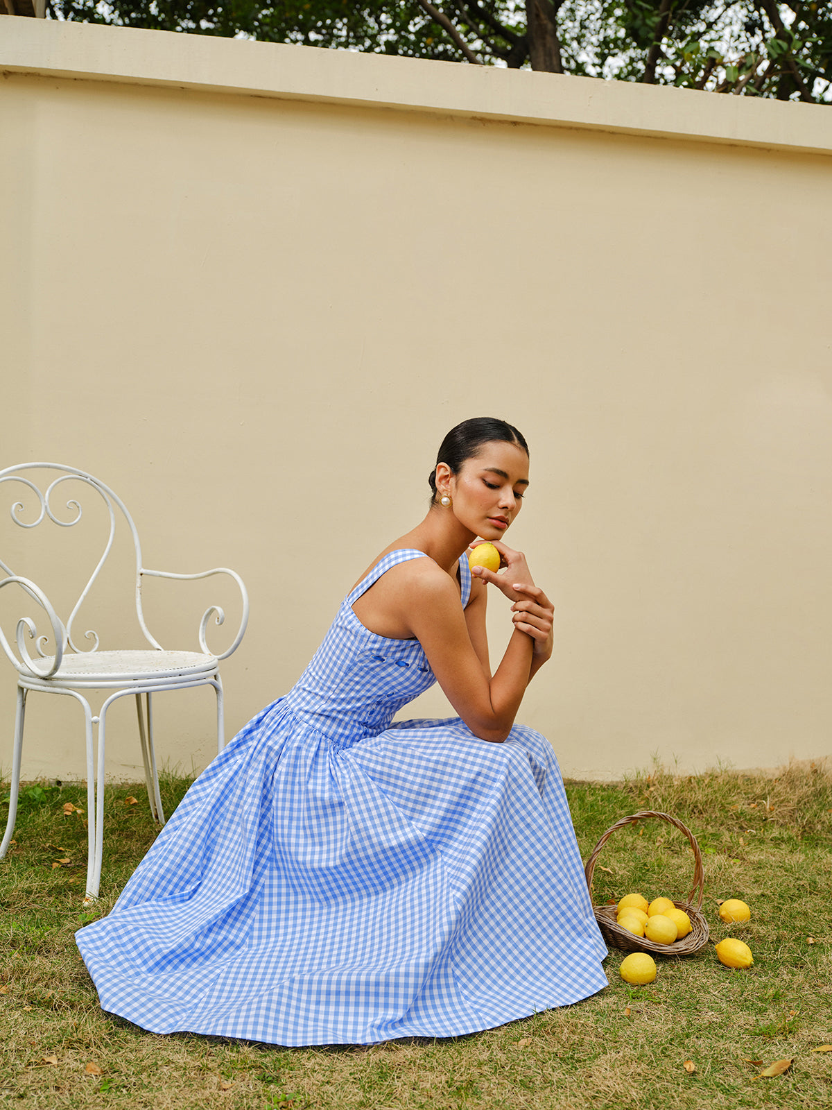 Checkerboard Lace-Up Corset Style Dress