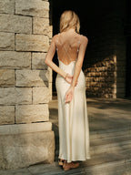 Elegant Satin Slip Dress with Backless Design