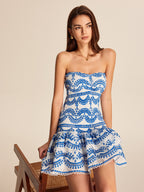 Ripple Strapless Dress with Tiered Scalloped Hem