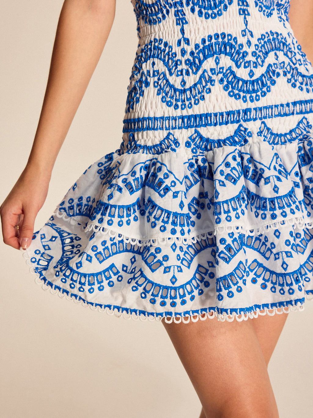 Ripple Strapless Dress with Tiered Scalloped Hem