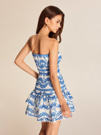 Ripple Strapless Dress with Tiered Scalloped Hem