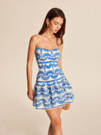 Ripple Strapless Dress with Tiered Scalloped Hem