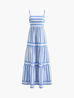 Backless Long Dress with Pockets and Print Design