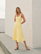 Ribbed Knit Dress with Square Neckline