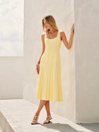 Square-Neck Ribbed Sweater Dress