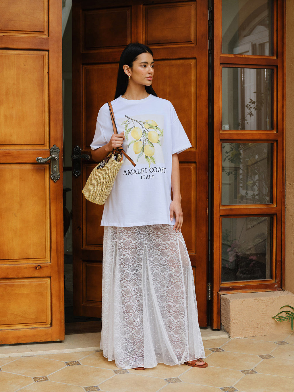 Cotton Print Tee in Oversized Style