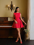 Sleeveless Dress with Flared Skirt and Open Back