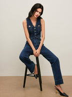 Vintage Denim Vest with Button-Down Front