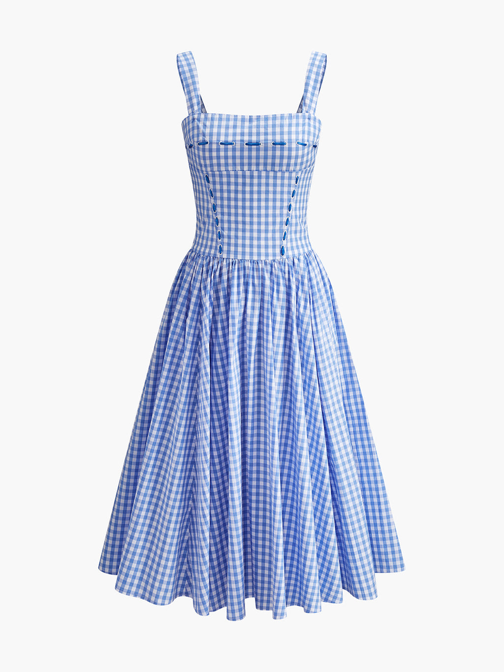 Checkerboard Lace-Up Corset Style Dress
