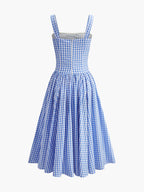 Checkerboard Lace-Up Corset Style Dress