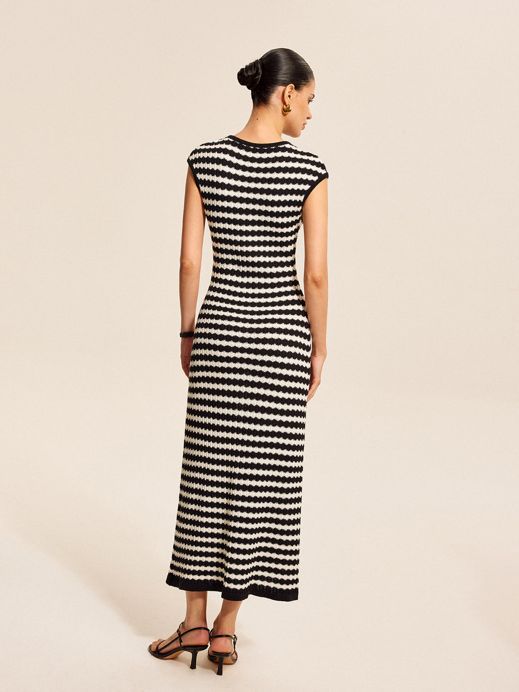 Striped Knit Dress with Cap Sleeves