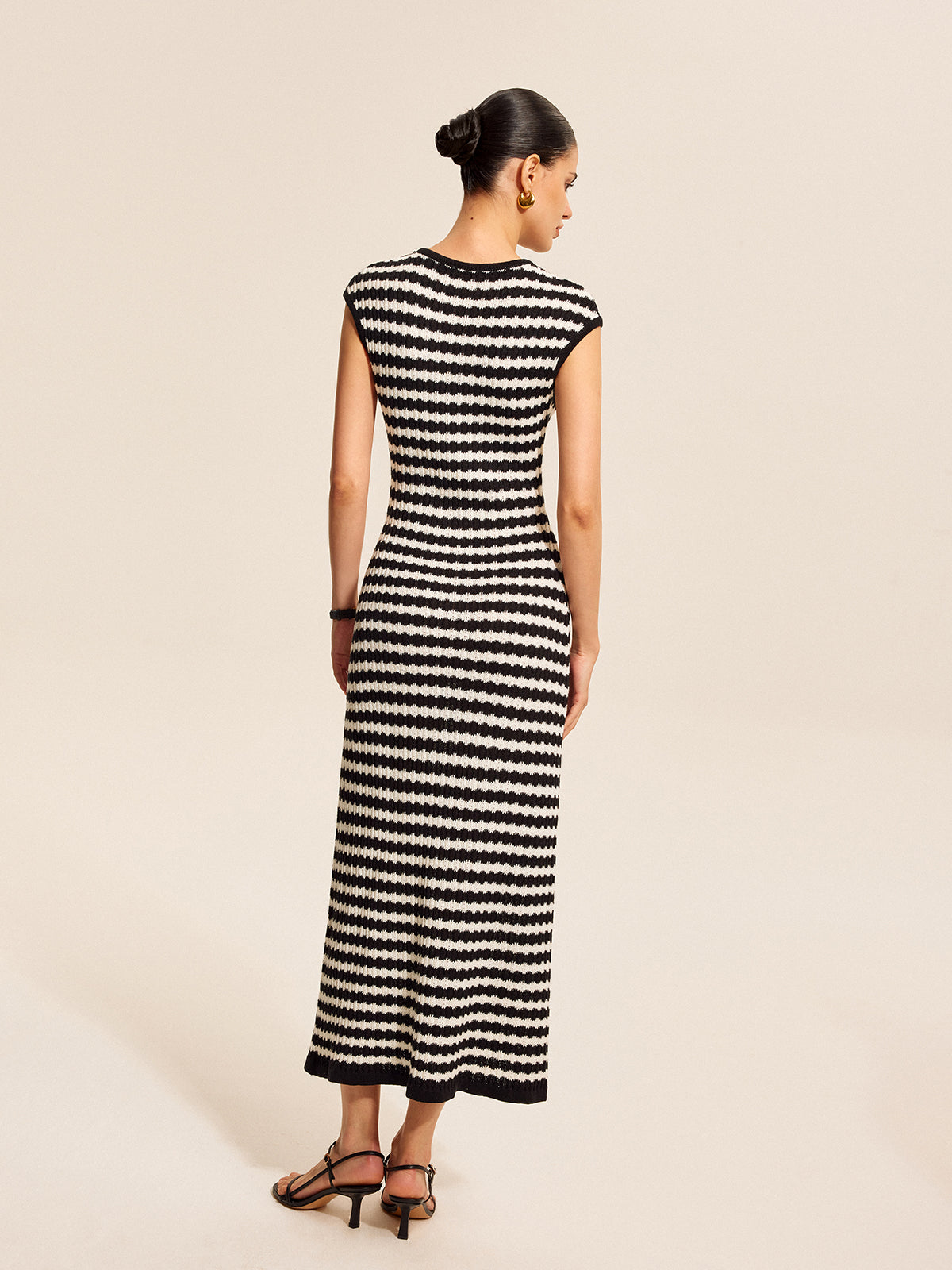Striped Knit Dress with Cap Sleeves