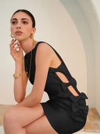 Bow Accent Dress with Side Cutouts