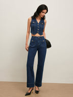 Vintage Denim Vest with Button-Down Front