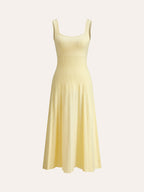 Ribbed Knit Dress with Square Neckline