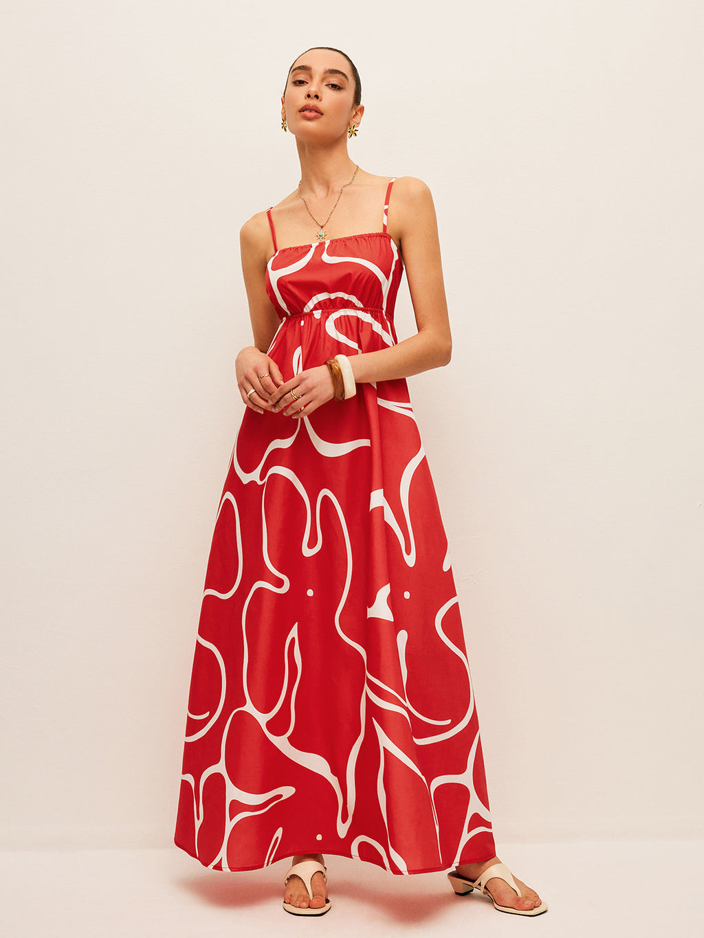Back-Tie Detail Print Dress