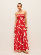 Tie Back Detail Dress with Printed Design