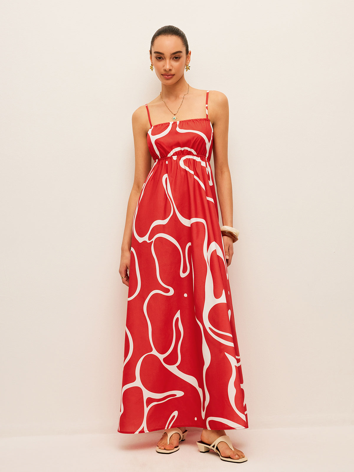 Tie Back Detail Dress with Printed Design
