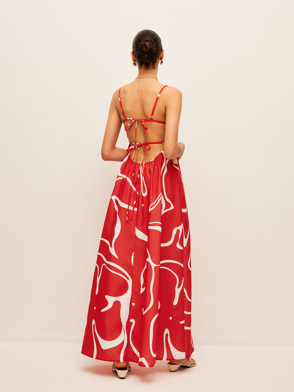 Back-Tie Detail Print Dress