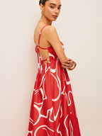 Tie Back Detail Dress with Printed Design