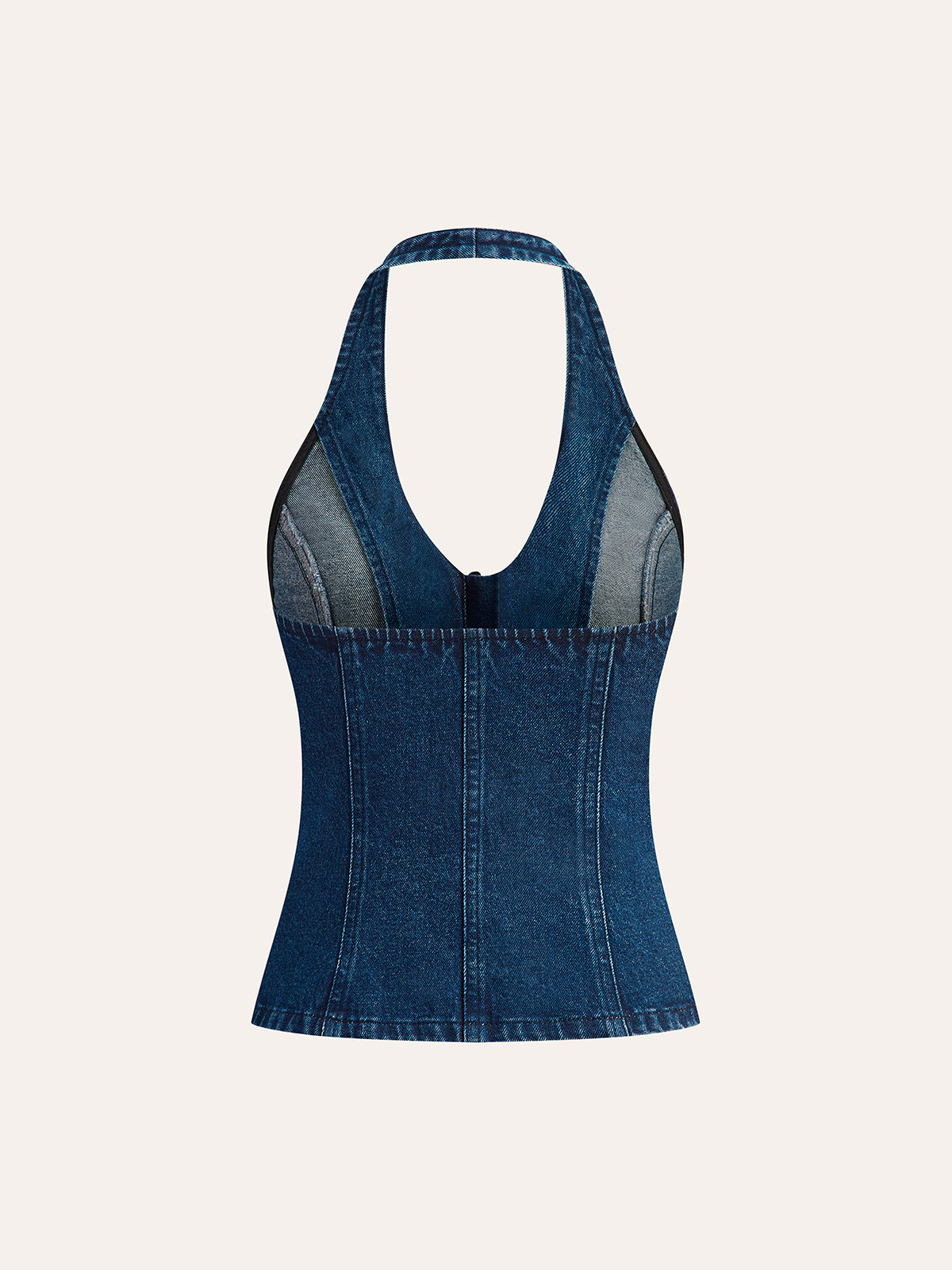 Halter Neck Denim Top with Button Details