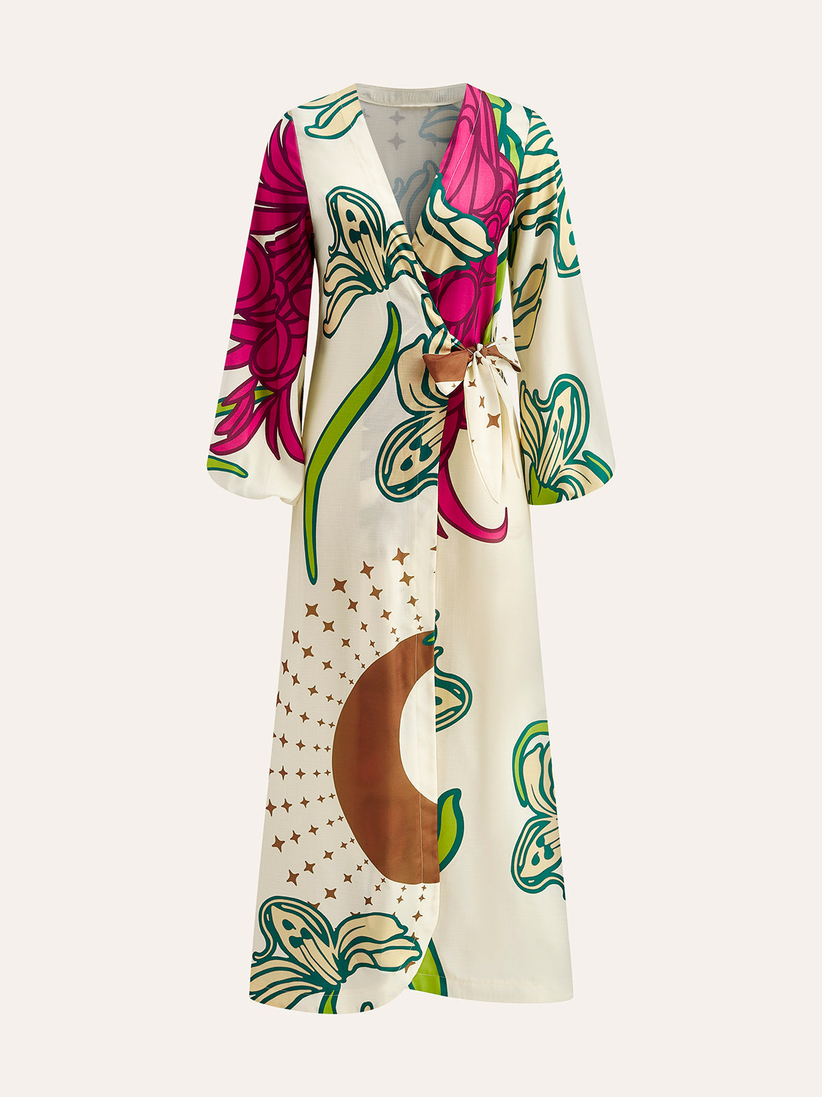 Floral Wrap Dress Featuring Adjustable Tie Waist