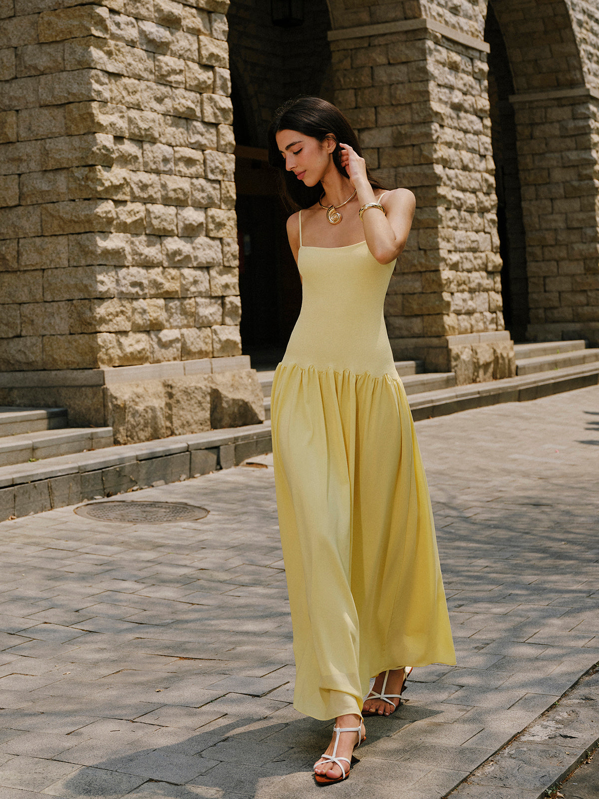 Cami Sweater Dress with Pleated Hem Detail