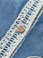 Stylish Denim Vest with Detailed Embroidery and Buttons