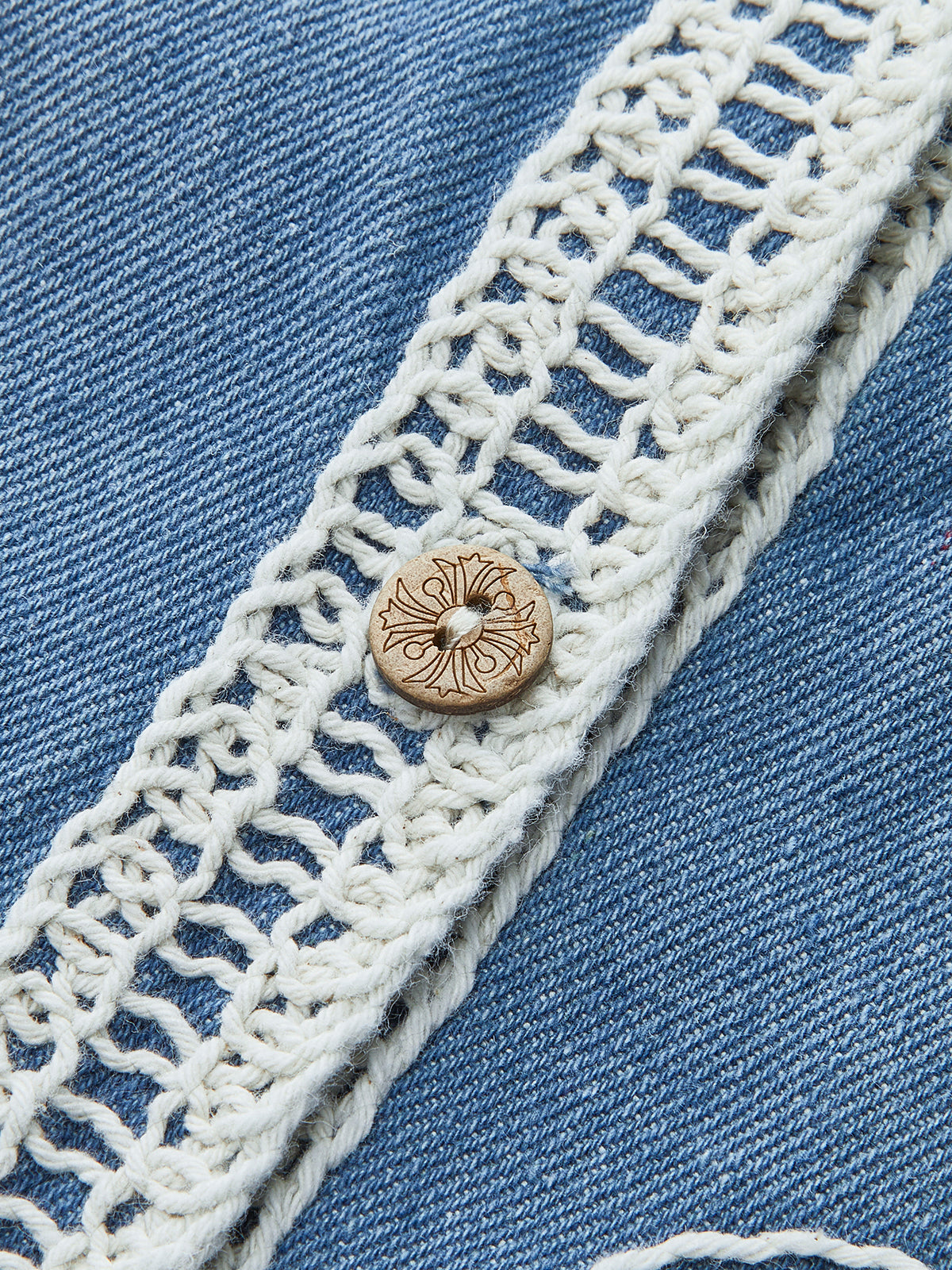 Stylish Denim Vest with Detailed Embroidery and Buttons