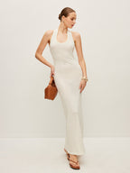 Lightweight Knit Dress with Sheer Elements and Open Back