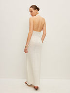 Lightweight Knit Dress with Sheer Elements and Open Back