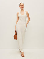 Lightweight Knit Dress with Sheer Elements and Open Back