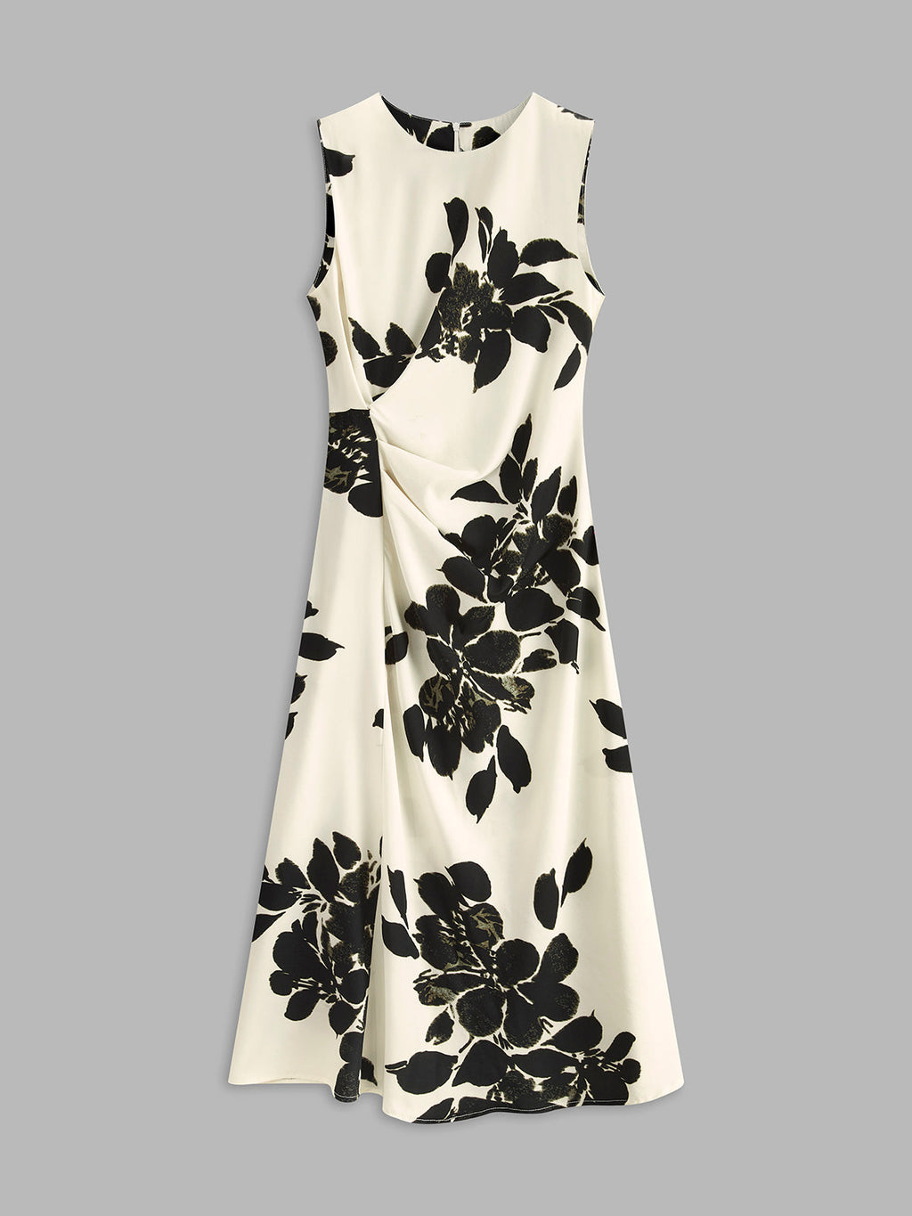 Floral Pleated Dress with Sleeveless Design