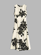 Floral Sleeveless Dress with Pleated Skirt Design
