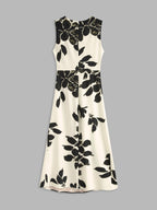 Floral Pleated Dress with Sleeveless Design