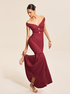 Ruffled Off-Shoulder Dress with Elegant Detailing