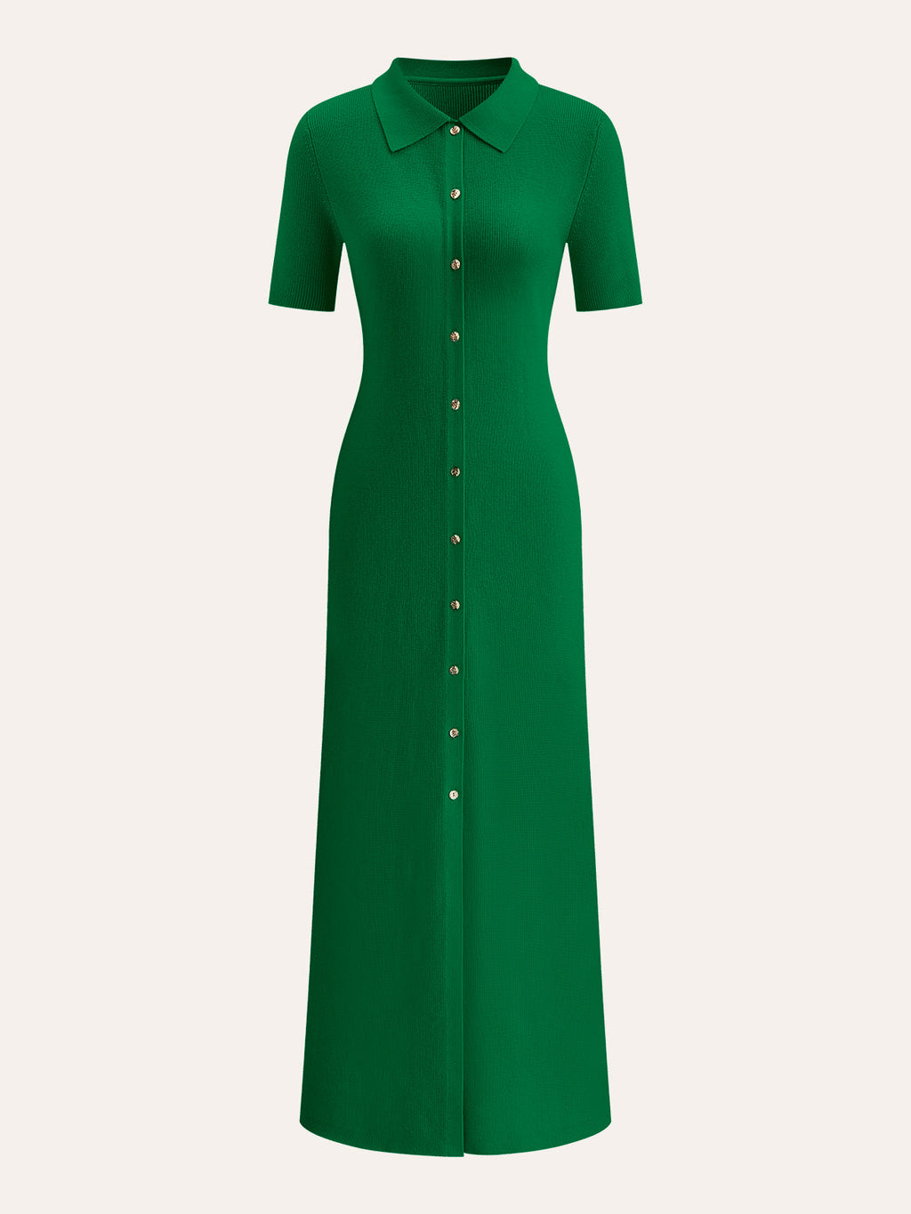 Chic Midi Dress with Metal Collar Buttons